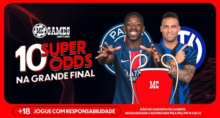 Imagem ilustrativa das ofertas da MC Games para a final da Champions League entre PSG x Inter de Milão