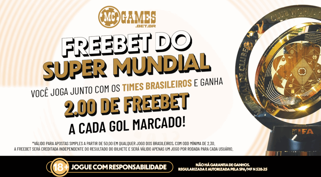 Imagem ilustrativa da promoção Freebet na Fase Final do Mundial de Clubes