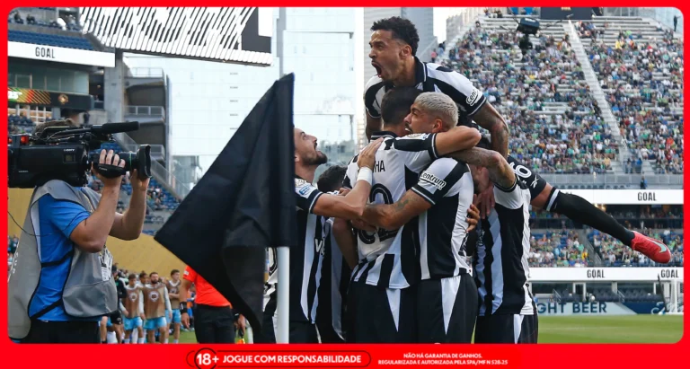 Jogadores do Botafogo em comemoração de gol na Copa do Mundo de Clubes. Foto: Vitor Silva/Botafogo