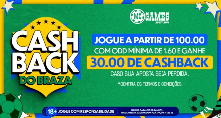 Imagem ilustrativa da promoção "Cashback do Braza" da MC Games