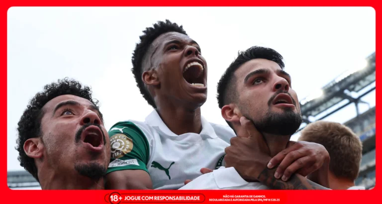Jogadores do Palmeiras em comemoração de gol na Copa do Mundo de Clubes. Cesar Greco/Palmeiras