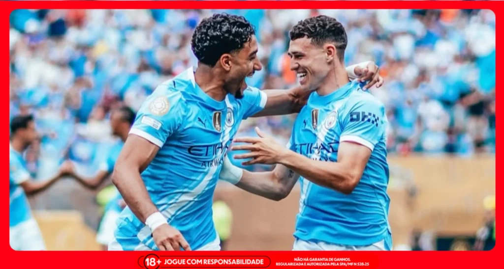 Jogadores do Manchester City em comemoração de gol. Foto: Instagram/Man. City