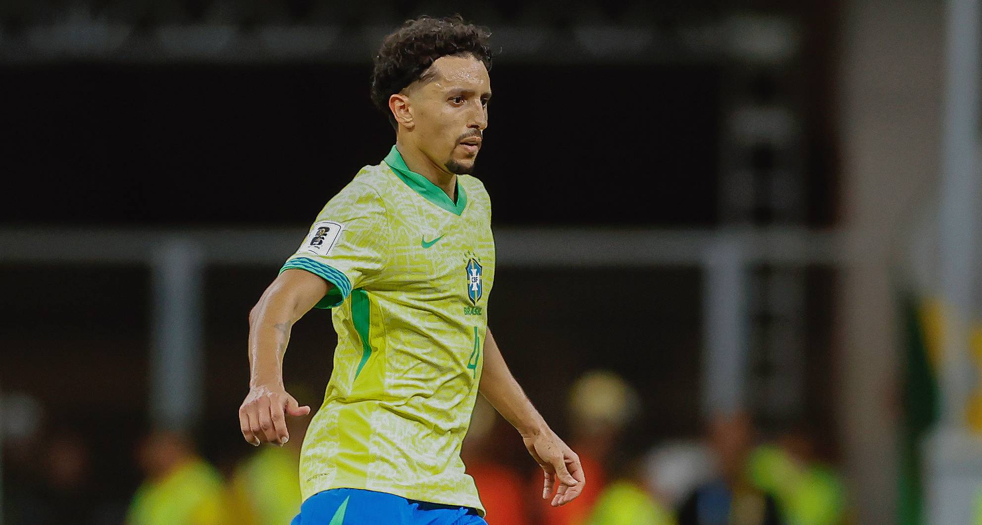 Marquinhos, zagueiro da Seleção Brasileira, em ação. Foto: Rafael Ribeiro/CBF