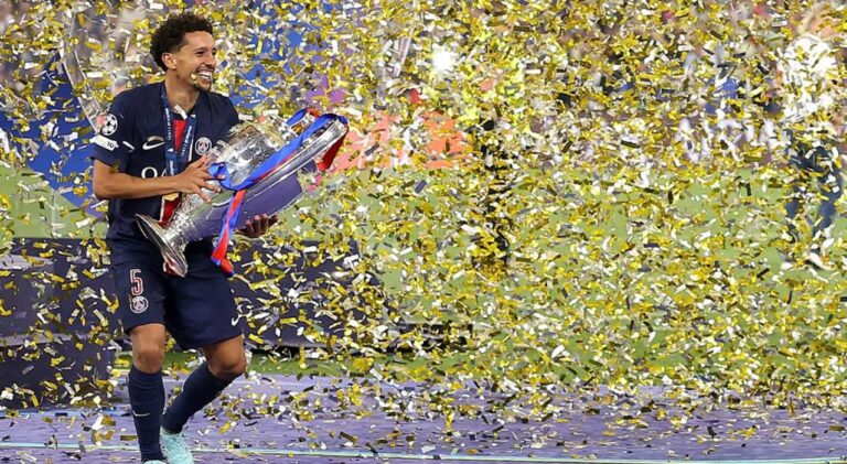 Marquinhos em comemoração do título do PSG da Champions League. Foto: Instagram/PSG