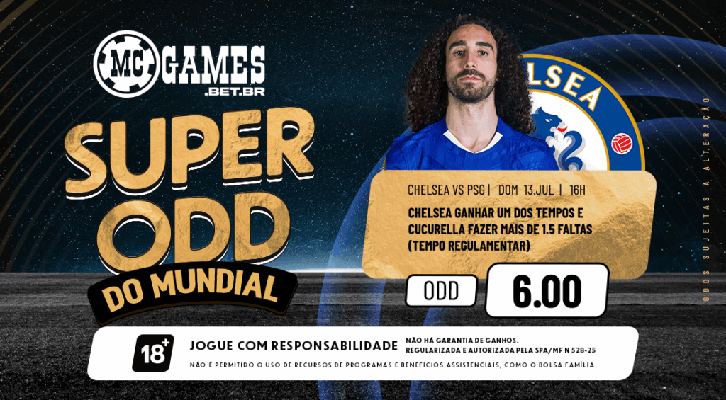 Imagem ilustrativa sobre as Super Odds da MC Games para a final entre Chelsea x PSG