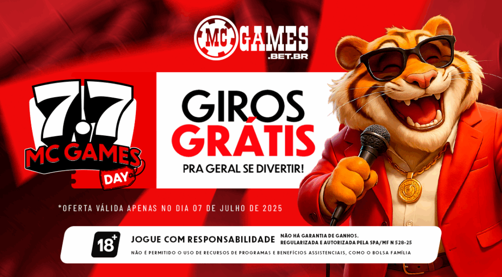 Imagem ilustrativa do 7.7 Mc Games Day com Giros Grátis no Tigre Sortudo