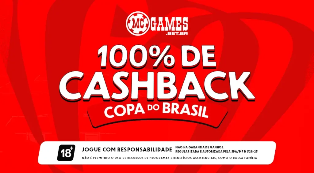 Imagem ilustrativa da promoção de cashback da MC Games para a Copa do Brasil