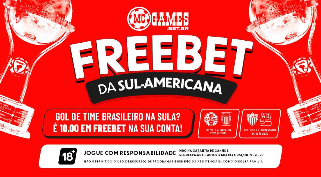 Imagem ilustrativa sobre a promoção da MC Games que envolve os clubes brasileiros na Copa Sul-Americana