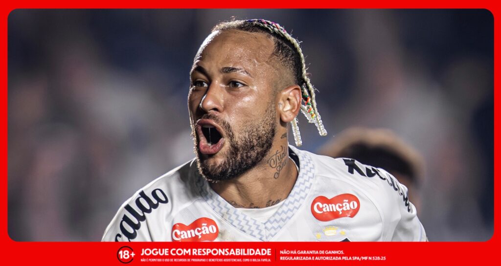 Imagem ilustrativa do atacante Neymar, do Santos, que protagoniza promoção da MC Games. Foto: Raul Baretta/Santos