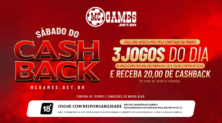Imagem ilustrativa da promoção de cashback no sábado da MC Games