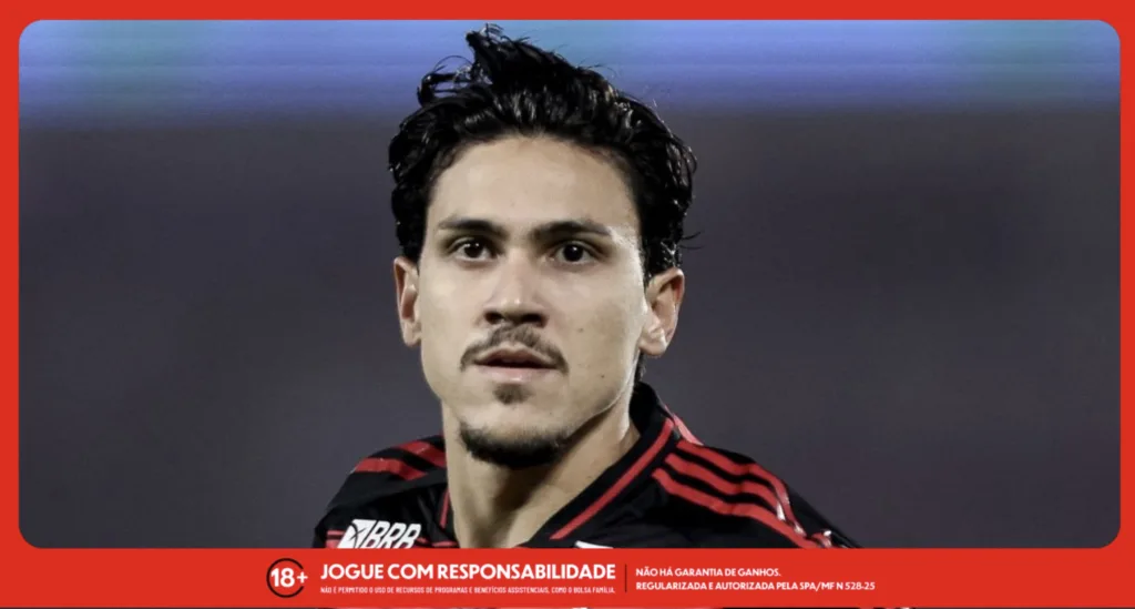 Imagem ilustrativa do atacante Pedro, do Flamengo, para a matéria sobre as Super Odds da MC Games. Foto: Gilvan de Souza/CRF