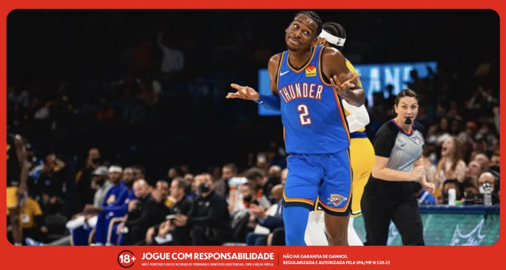 Lance de jogo do Oklahoma City Thunder, atual campeão da NBA. Foto: Instagram/Shai Gilgeous
