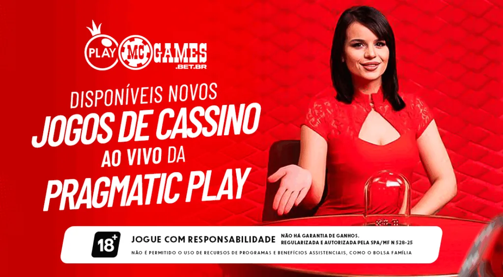 Imagem ilustrativa sobre a chegada dos novos jogos ao vivo da Pragmatic Play na plataforma da MC Games