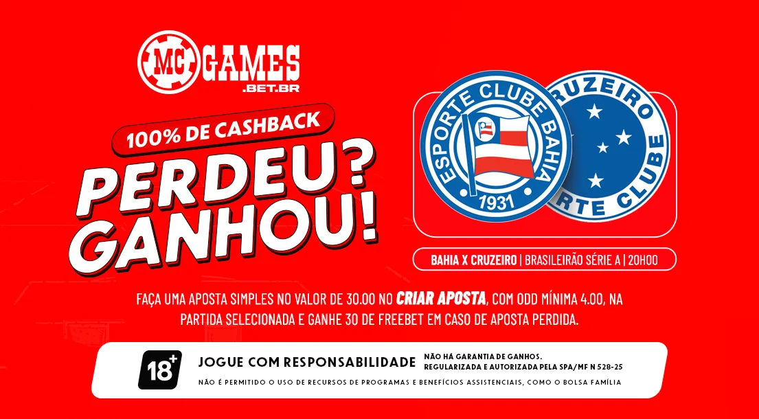 Imagem ilustrativa da promoção "Perdeu? Ganhou!" da MC Games