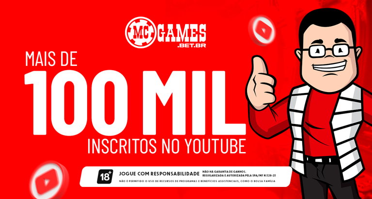 Imagem ilustrativa dos 100 mil inscritos do Youtube da MC Games