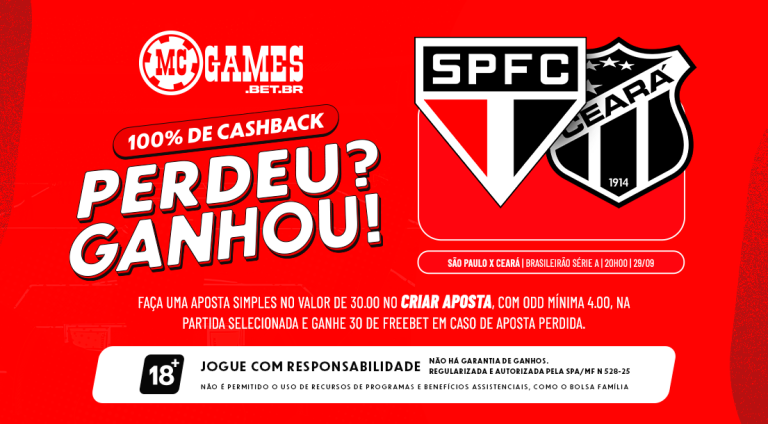 Imagem ilustrativa da promoção da MC Games para São Paulo x Ceará