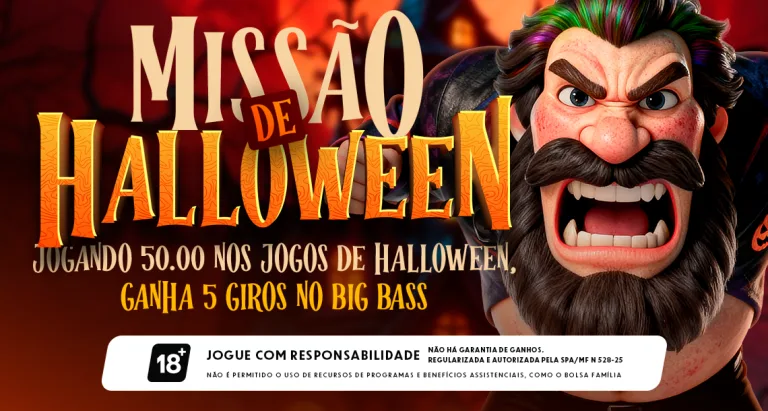 Missão de Halloween: Conquiste 5 giros no Big Bass Halloween