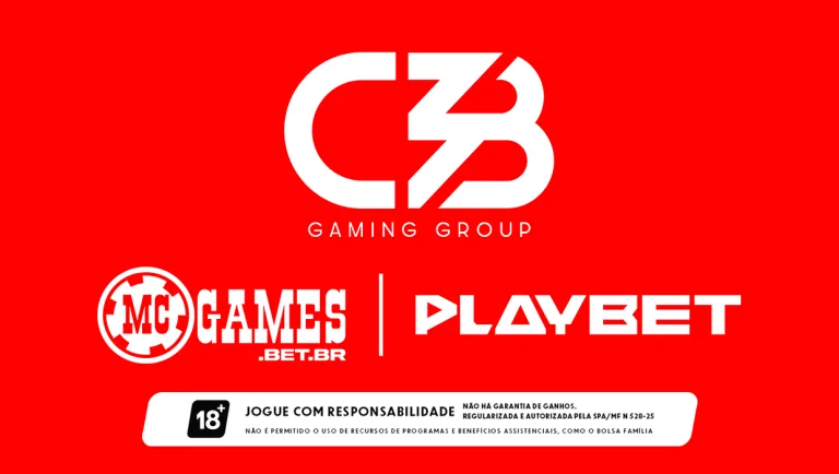 Imagem ilustrativa com as marcas da C3B, MC Games e Playbet