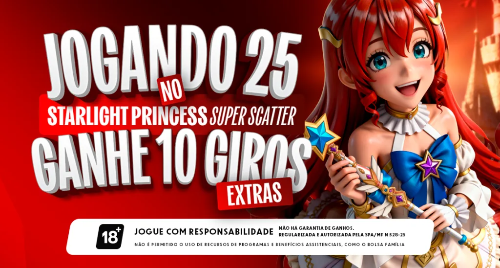 Imagem ilustrativa do jogo Starlight Princess Super Scatter, disponível na Missão do Dia da MC Games
