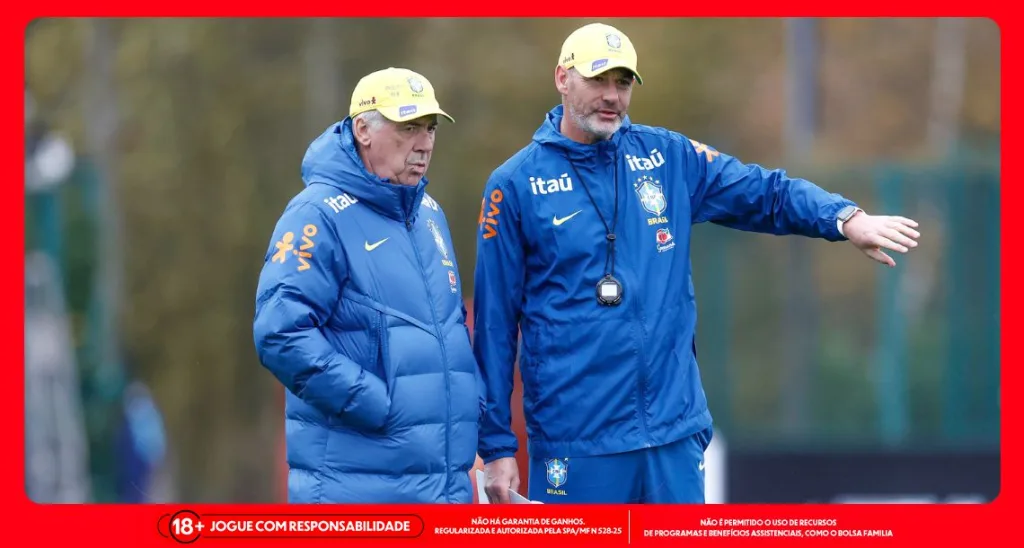 Imagem ilustrativa do técnico Carlo Ancelotti em treino da Seleção Brasileira. Foto: Rafael Ribeiro/CBF