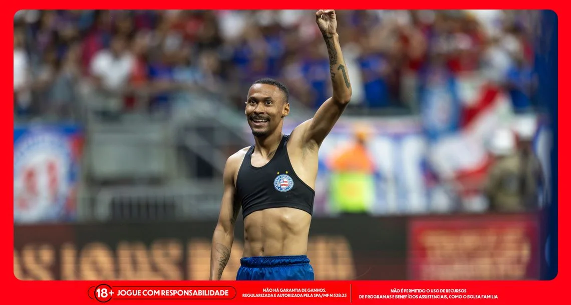 Imagem ilustrativa do atacante Ademir em comemoração de gol do Bahia. Foto: Rafael Rodrigues/Bahia