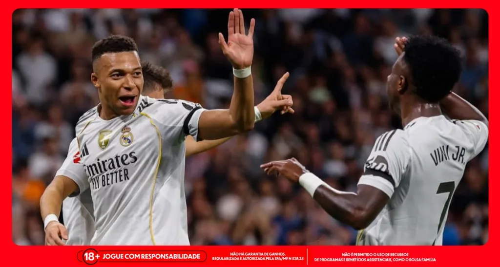 Imagem ilustrativa de Mbappé em comemoração do gol do Real Madrid. Foto: Instagram/Real Madrid