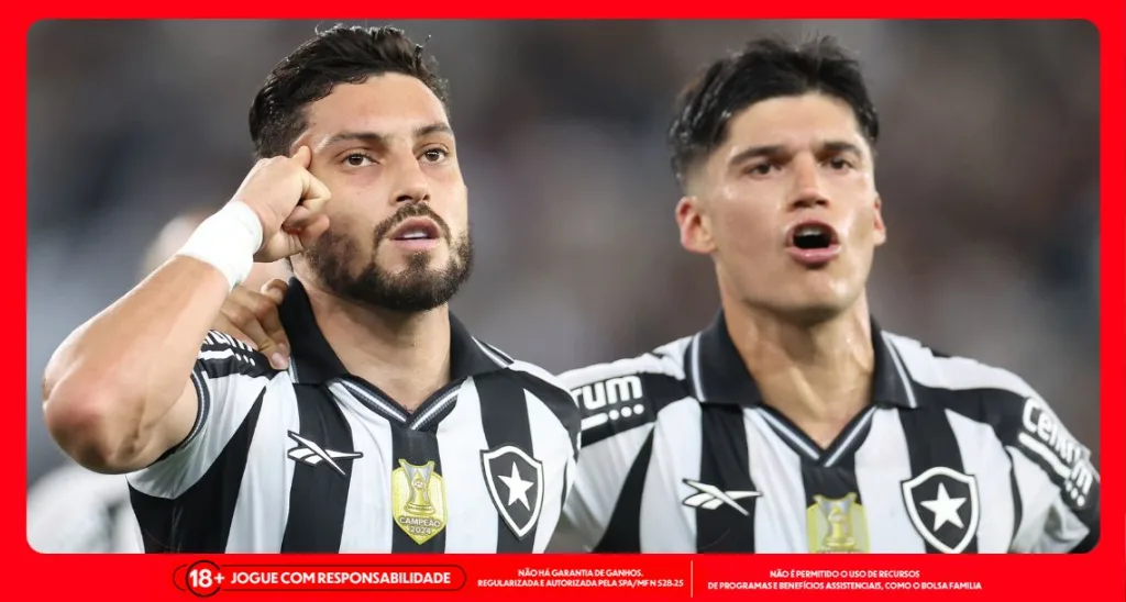 Imagem ilustrativa de Alex Teles (E) em comemoração de gol para o Botafogo. Foto: Vitor Silva/Botafogo