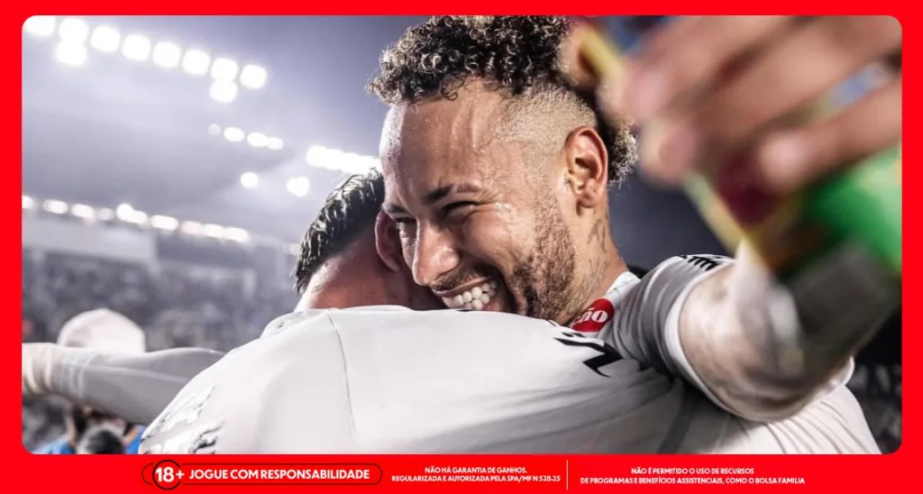 Imagem ilustrativa do atacante Neymar em comemoração de vitória do Santos. Foto: Raul Baretta/Santos