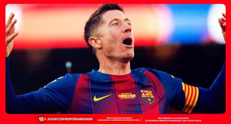 Imagem ilustrativa do atacante Lewandowski, do Barcelona. Foto: Instagram/Barcelona