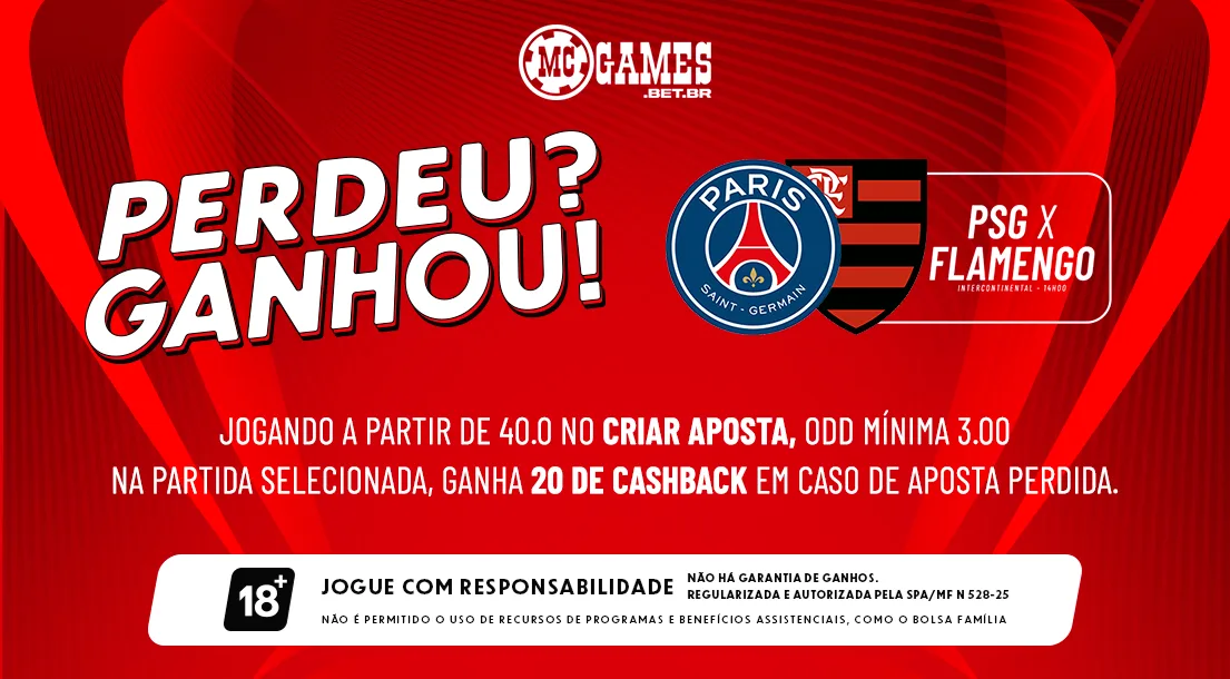 Imagem ilustrativa da promoção da MC Games para Flamengo x PSG