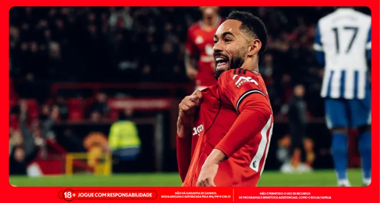 Imagem ilustrativa do atacante Matheus Cunha em comemoração de gol pelo Manchester United. Foto: Instagram/Cunha