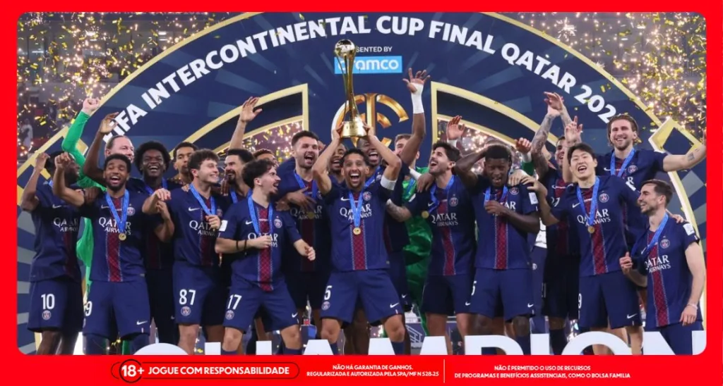 Imagem ilustrativa do time do PSG comemorando título da Copa Intercontinental 2025. Foto: Instagram/PSG