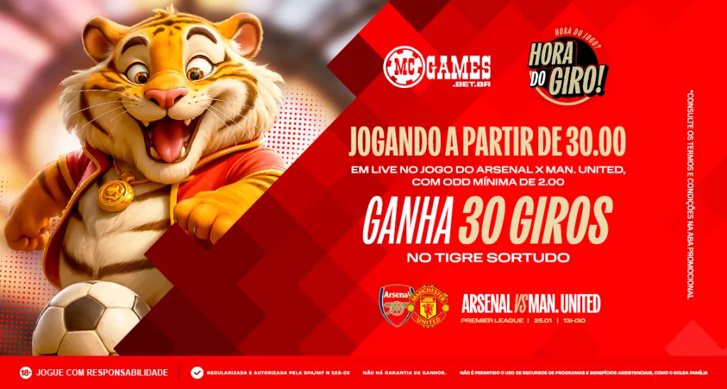 Imagem ilustrativa sobre a promoção da MC Games para Arsenal x Manchester United