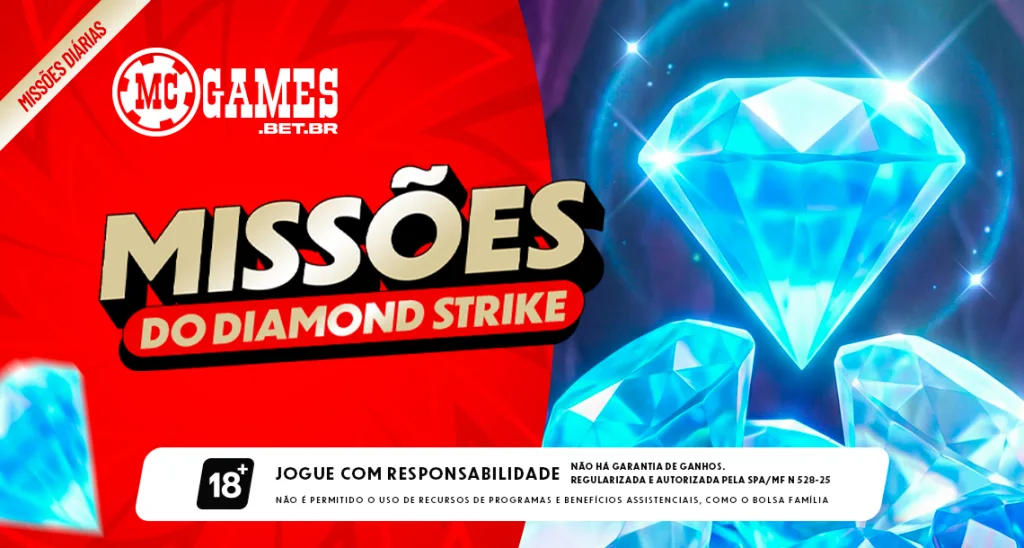 Imagem ilustrativa sobre as missões do dia do slot Diamond Strike na MC Games