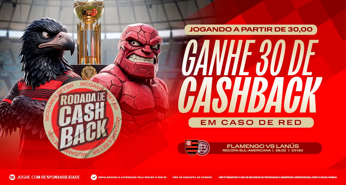 Imagem ilustrativa sobre a promoção da MC Games para a decisão da Recopa Sul-Americana entre Flamengo x Lanús
