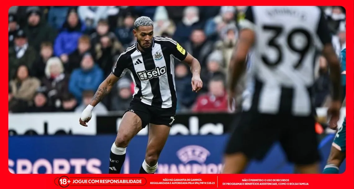 Imagm ilustrativa do meia Joelinton em ação pelo Newcastle. Foto: Instagram/Joelinton