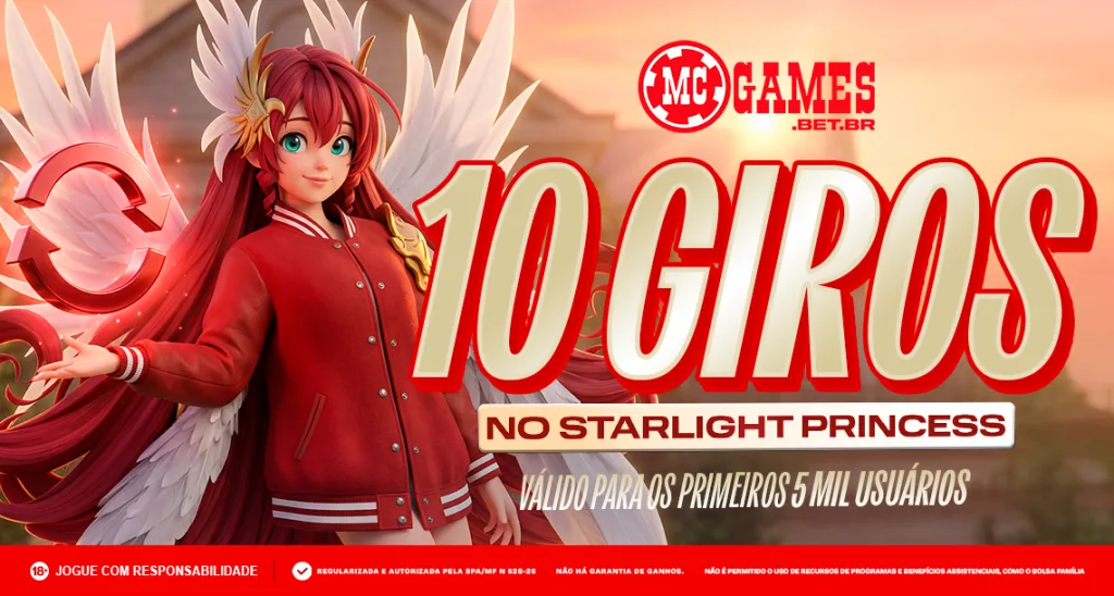 Imagem ilustrativa da promoção da MC Games de giros para o Starlight Princess