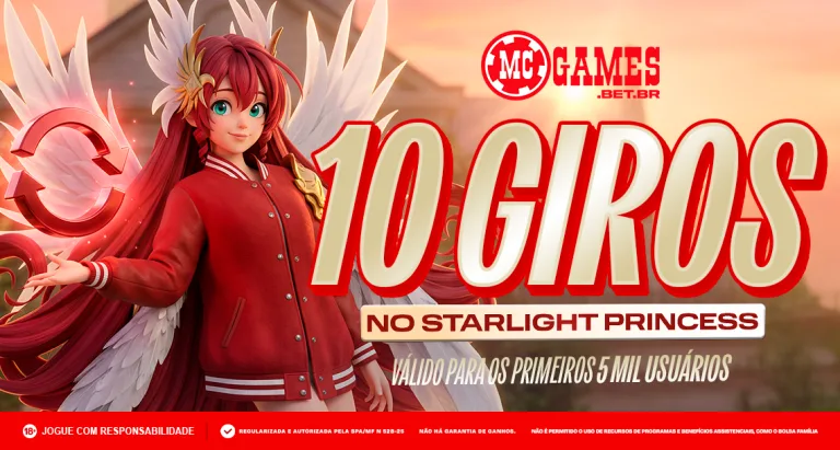 Imagem ilustrativa da promoção da MC Games de giros para o Starlight Princess