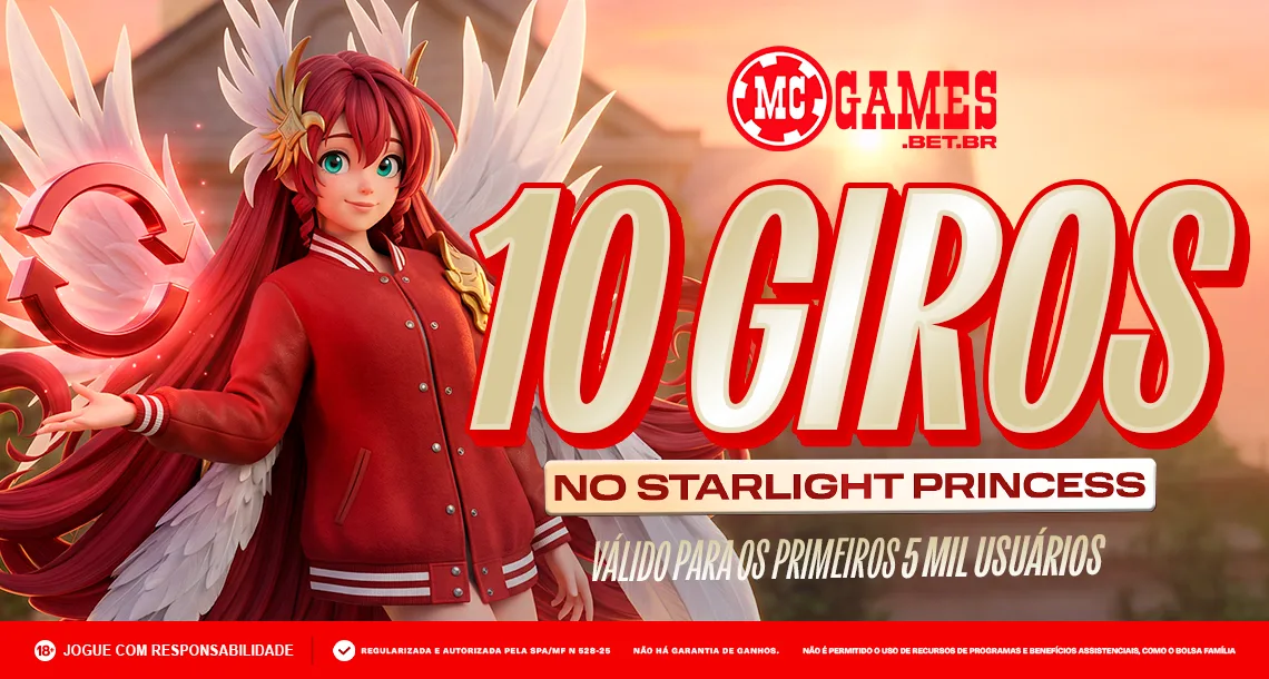 Imagem ilustrativa da promoção da MC Games de giros para o Starlight Princess