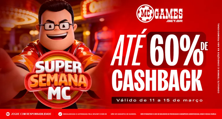 Imagem ilustrativa da Semana do Consumidor da MC Games, envolvendo a promoção de Cashback