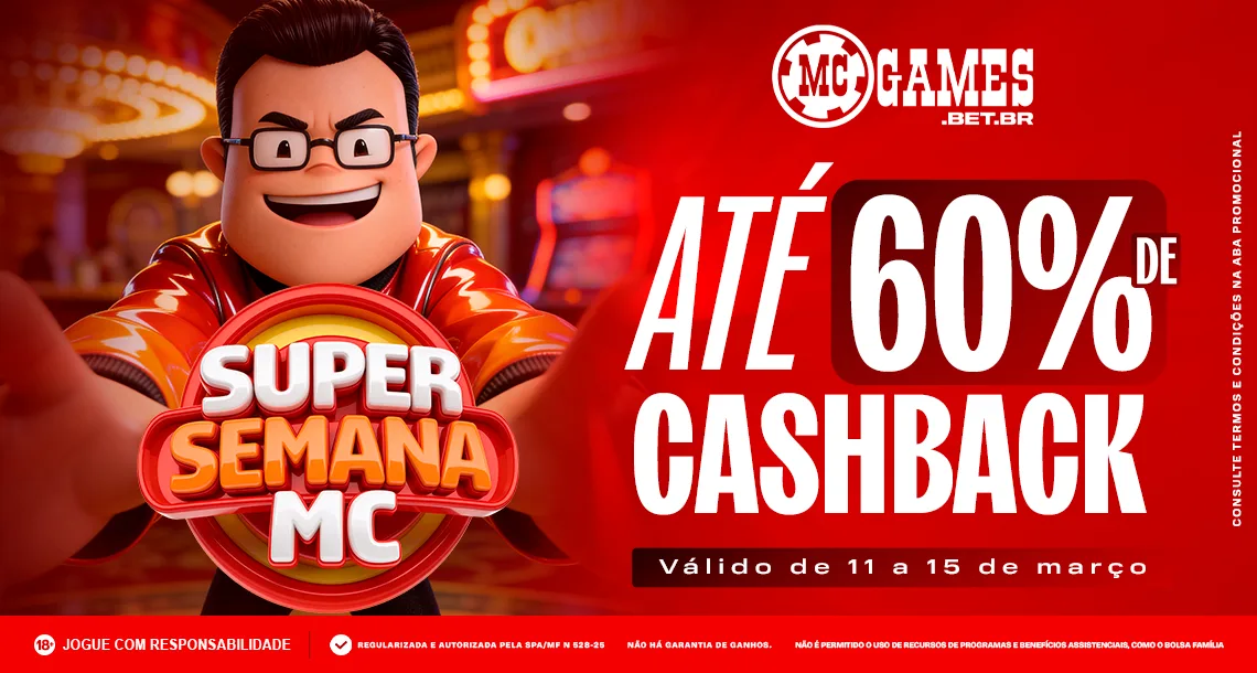 Imagem ilustrativa da Semana do Consumidor da MC Games, envolvendo a promoção de Cashback