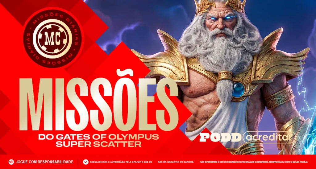 Imagem ilustrativa das Missões MC Games envolvendo o jogo Gates of Olympus Super Scatter
