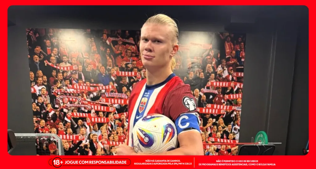 Imagem ilustrativa do atacante Haaland com a camisa da Noruega, uma das seleções que disputa amistoso nesta sexta. Foto: Instagram/Haaland