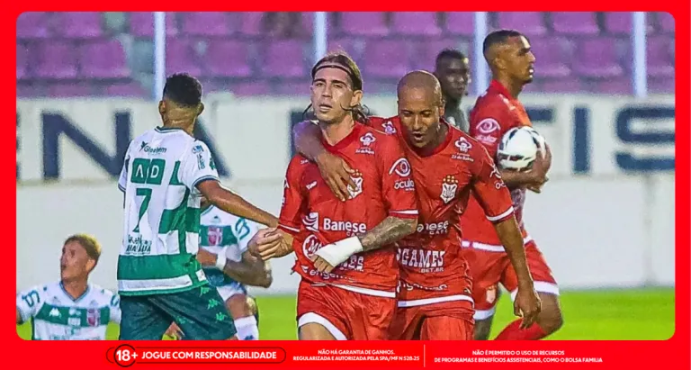 Jogadores do Sergipe em comemoração de gol. Foto: Lucas Almeida/Sergipe