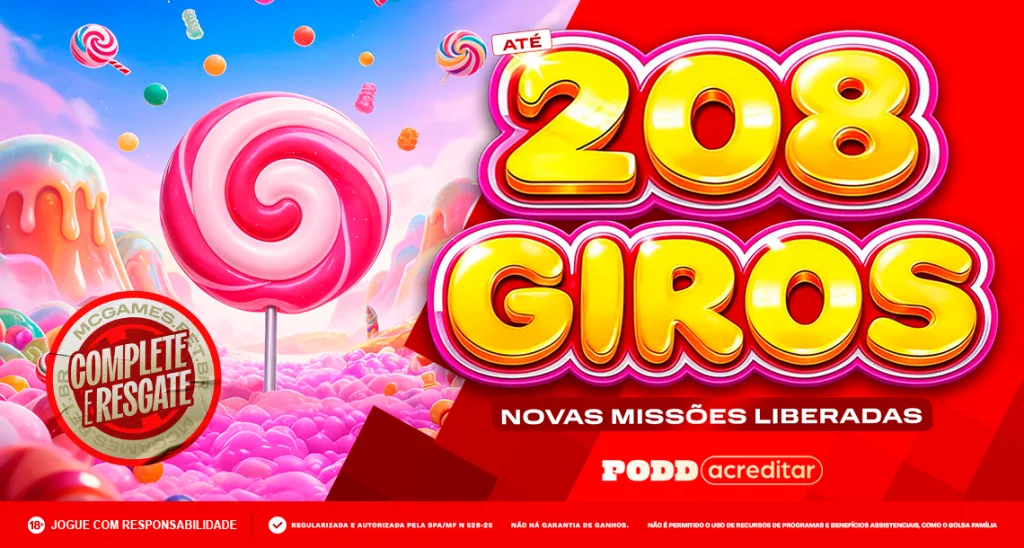 Imagem ilustrativa da Missão do Dia envolvendo o jogo Sweet Bonanza 2500 na MC Games