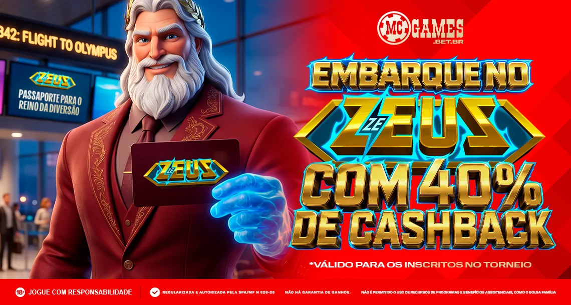 Imagem ilustrativa da ação de cashback para inscritos no Torneio Ze Zeus, na MC Games