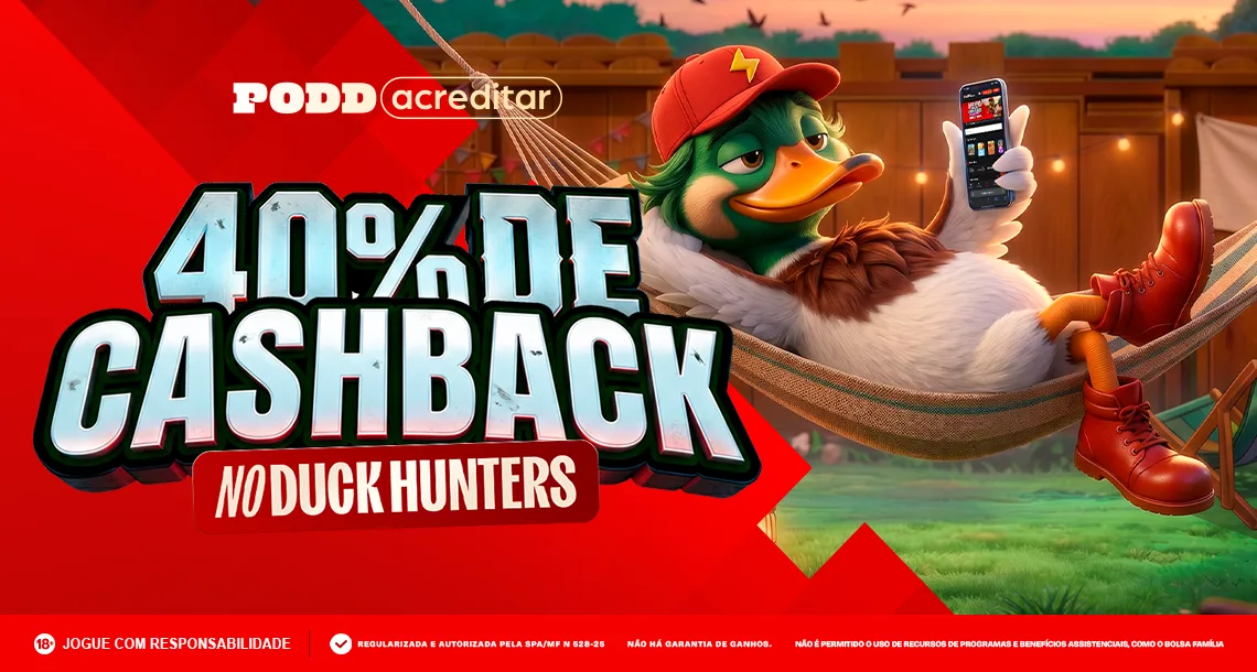 Imagem ilustrativa da ação de cashback envolvendo o jogo Duck Hunters Happy Hour, na MC Games