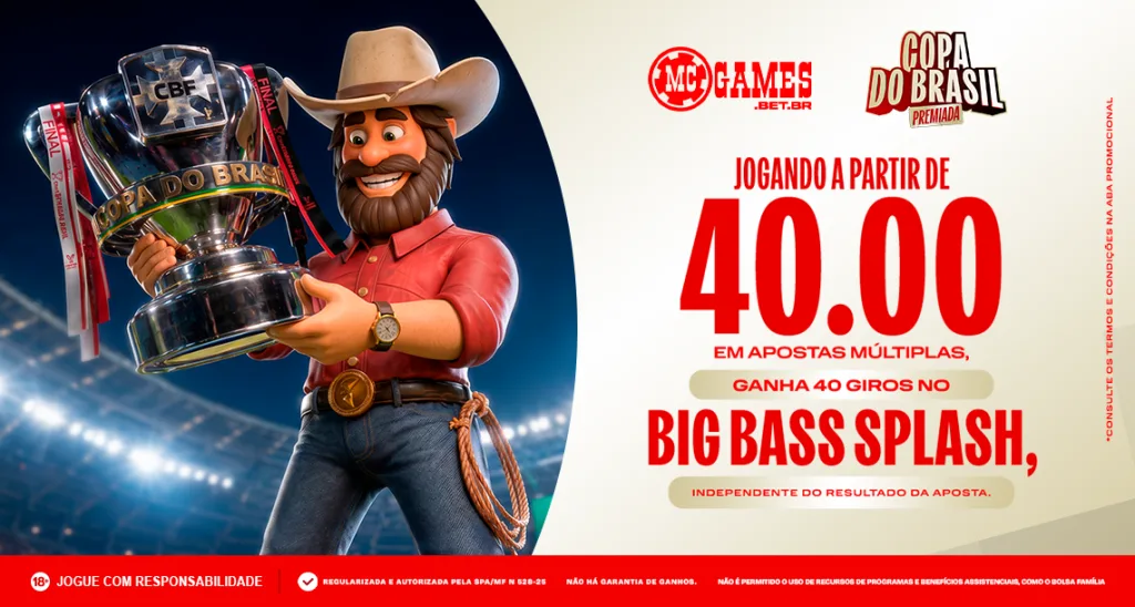 Imagem ilustrativa sobre a promoção da MC Games para os jogos da Copa do Brasil desta semana