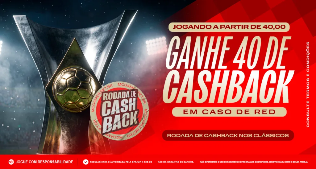 Imagem ilustrativa da “Rodada de Cashback” para apostas nos clássicos do futebol brasileiro dos dias 2 e 3 de maio