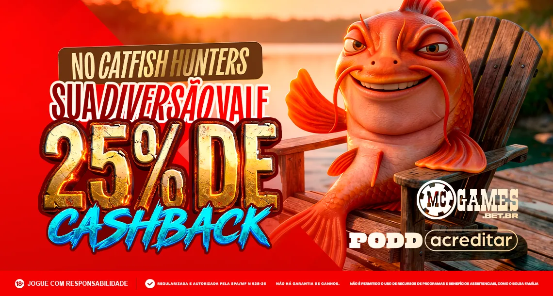 Imagem ilustrativa sobre o cashback da MC Games para os inscritos no Torneio Semanal Catfish Hunter